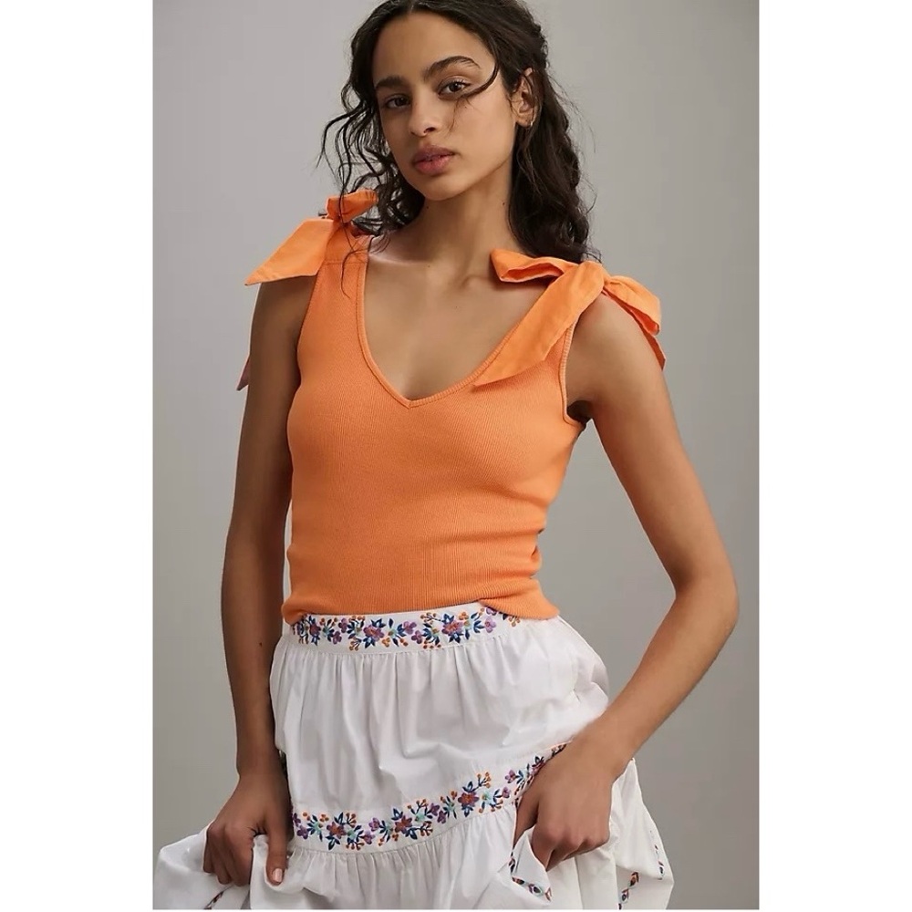 Anthropologie Maeve The Rafaela Bow-Tie Tank Top Orange Size Medium